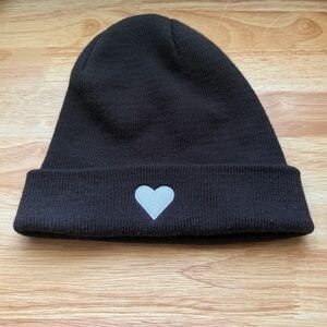 Atticus White Heart Black Beanie - Love Her But Leave Her Wild